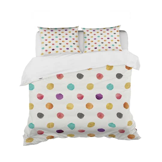 Designart 'Orange Blue and Purple Polka Dot Pattern' Geometric Bedding Set